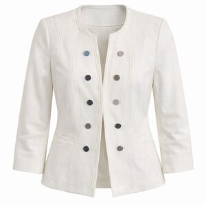 White House Black Market Cream Double-Breasted Military Blazer